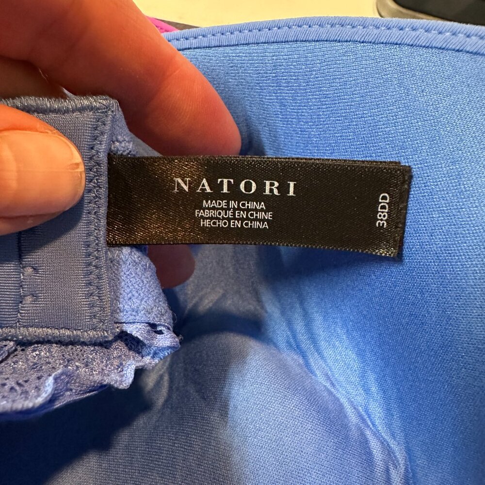 Natori 38DD Blue Lace Bra Underwire, Soft Fabric, Supportive, Adjustable Straps - Picture 4 of 4